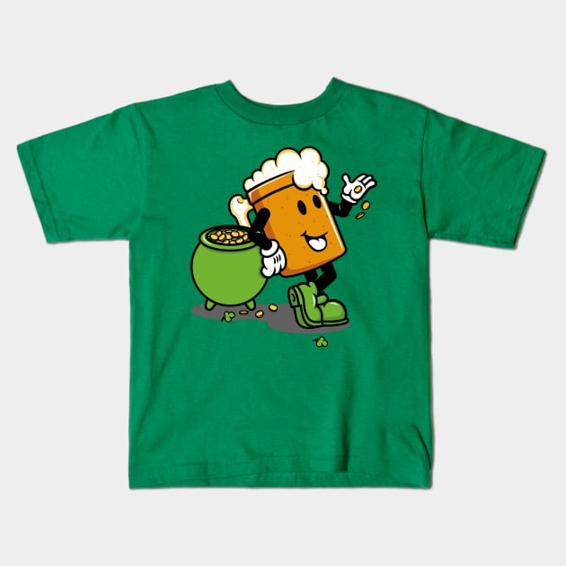 Cartoon Beer Irish Pale Ale St. Patricks Day Kids T-Shirt by gastaocared